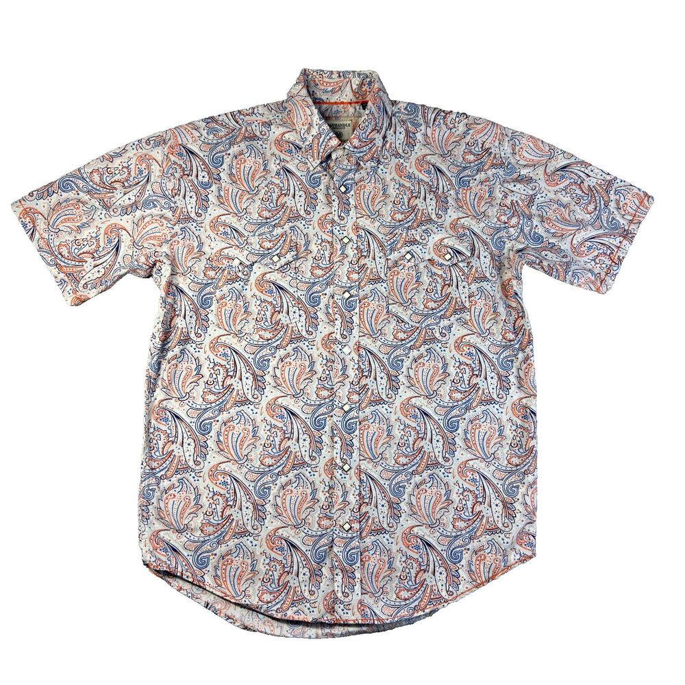 Panhandle Shirt Mens Medium Roughstock Western Paisley Pearl Snap Button Up Top